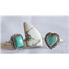 Image 1 : Collection Three Sterling Turquoise Rings Sz 6-6.5