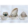 Image 2 : Collection Three Sterling Turquoise Rings Sz 6-6.5