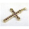 Image 2 : 14K Solid Gold, Ruby, and Diamond Cross Pendant