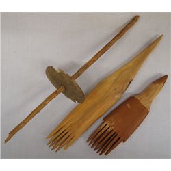 Antique Wooden Navajo Wool Weaving Tools