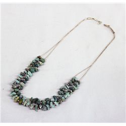 1950 Turquoise Nugget Necklace with Sterling Beads