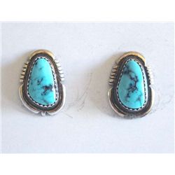 Navajo Sterling Turquoise Earrings by B. Piaso, Jr