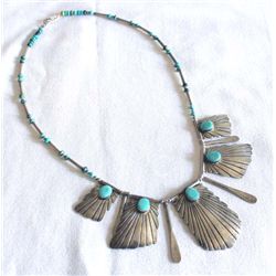 Navajo Old Pawn Sterling Turquoise Necklace