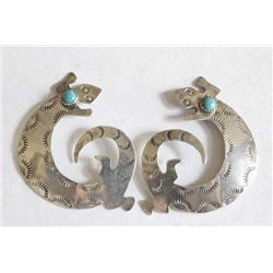 Navajo Sterling Turquoise Lizard Earrings