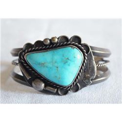 1960's Navajo Old Pawn Sterling Turquoise Bracelet