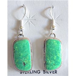 Navajo Sterling Green Turquoise Earrings - Luther