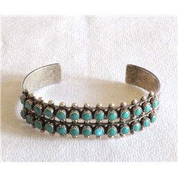 1970 Zuni Petit Point Turquoise Sterling Bracelet