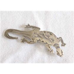 Navajo Sterling Silver Lizard Pin by Herman Lee