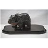 Image 1 : Hand Carved Wooden Bear with Fish on Wooden Stand