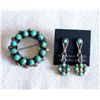 Image 1 : Zuni Sterling Petit Point Turquoise Earrings + Pin