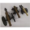 Image 2 : 3 Brass and Cast Metal Miniature Cannons