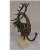 Image 2 : Russian Cast Iron Reindeer Sculpture - Marble Base
