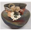 Image 1 : Raku Pottery Jar with Calcite, Crystal, & Shell