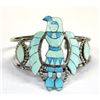 Image 1 : Zuni Sterling Turquoise Inlay Bracelet by M Beyuka