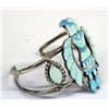 Image 2 : Zuni Sterling Turquoise Inlay Bracelet by M Beyuka