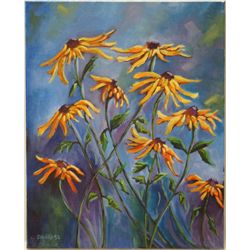 Original Oil Lazy Daisies by Judy Savarese