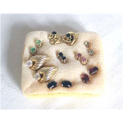8 Pr 14K Gold Stud Earrings