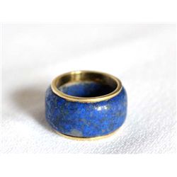 18K Gold and Lapis Band Ring, Size 6