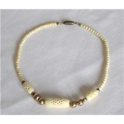 Vintage Oriental Hand Carved Ivory Bead Choker