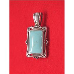 Antique Sterling Silver Turquoise Pendant
