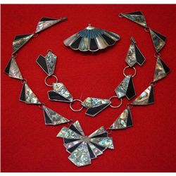 Sterling Silver & Abalone Necklace Bracelet - Pin