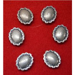 6 Navajo Sterling Silver Stamped Button Covers