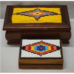 Beaded Wooden Hinged Boxes by Kills Thunder