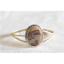 Navajo Sterling Banded Agate Bracelet by Chee