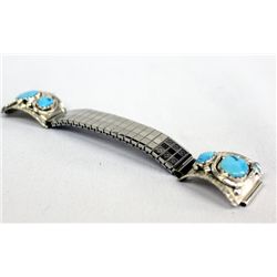 Zuni Sterling Turquoise Watchband - Effie Calavaza