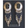 Image 1 : Native American Silver Onyx Concho Dangle Earrings