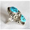 Image 2 : Navajo Sterling Kingman Turquoise Ring, Size 8
