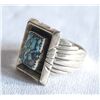 Image 3 : Navajo Sterling Kingman Turquoise Ring, Size 13.5