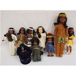 Collection of 9 Native American Dolls