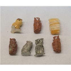 Collection of 7 Miniature Owl Figurines