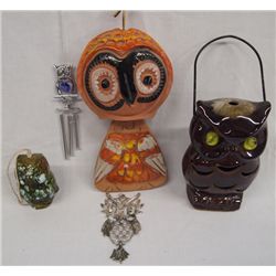 Collection of 6 Owl Wind Chimes