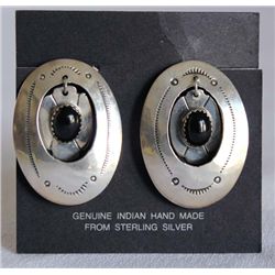 Navajo Sterling Onyx Earrings by Peterson Chee