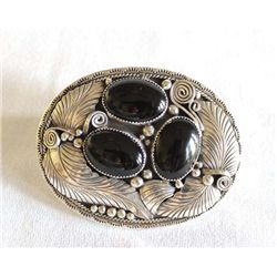 Navajo Sterling Onyx Belt Buckle