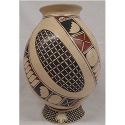 Mata Ortiz Polychrome Olla with Stand by L. Ortis