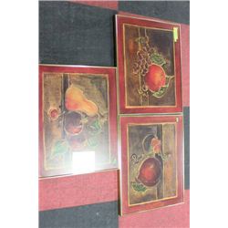 (3) BRASS FRAMED FRUIT PICTURE