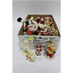 BOX W/ NEW CHRISTMAS TREE & HOUSEHOLD DECORATIONS