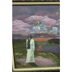 ACRYLIC NATIVE WOMAN SPIRIT WALK PICTURE