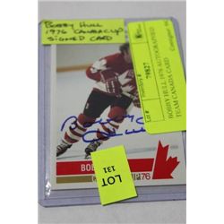 BOBBY HULL 1976 AUTOGRAPHED TEAM CANADA CARD