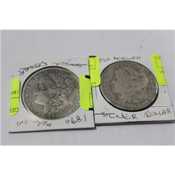 1890 MORGAN SILVER DOLLAR X2