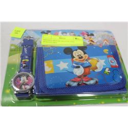 MICKEY MOUSE WATCH AND WALLET SET
