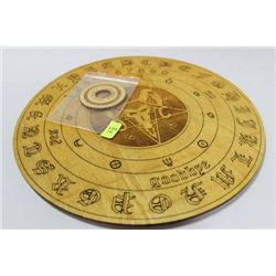 WOOD CARVED OUIJA BOARD ON CHOICE : ROUND