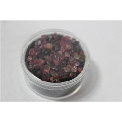 CONTAINER OF RUBIES AND AMETHYSTS FROM BURMA