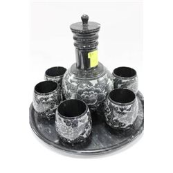 CHINESE ETCHED MARBLE TEA SET