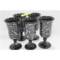 SET OF ETCHED MARBLE GOBLETS
