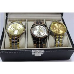 LEATHERETTE DISPLAY BOX W 3 MENS ST STEEL WATCHES