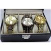 Image 1 : LEATHERETTE DISPLAY BOX W 3 MENS ST STEEL WATCHES